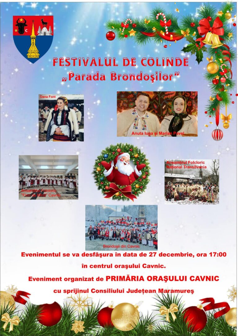 Marți, 27 decembrie, în a treia zi de Crăciun, începând cu ora 17, în centrul orașului Cavnic, este programat Festivalul de colinde ”Parada Brondoșilor”.